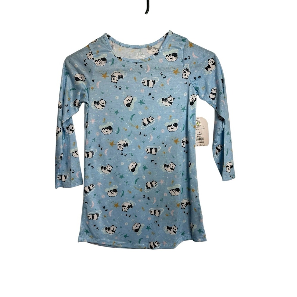wonder nation girls sleepwear pajamas‎ long sleeve shirt size small 6 6x pandas